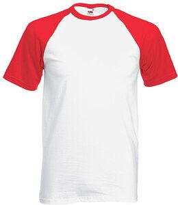 Fruit of the Loom SC61026 - Short Sleeve Baseball T (61-026-0) White/Red