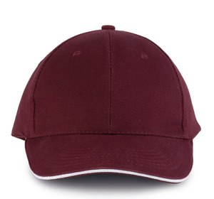 K-up KP011 - ORLANDO - MEN'S 6 PANEL CAP Burgundy / White