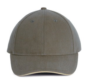 K-up KP011 - ORLANDO - MEN'S 6 PANEL CAP Olive Green / Beige