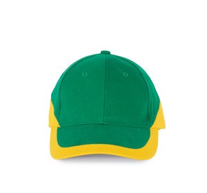 K-up KP045 - RACING - BI-COLOUR 6 PANEL CAP Kelly Green / Yellow