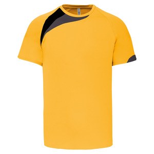 ProAct PA437 - KIDS' SHORT SLEEVE SPORTS T-SHIRT Sporty Yellow / Black / Storm Grey