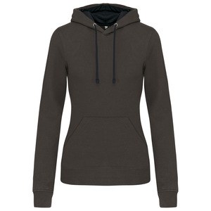 Kariban K465 - Ladies’ contrast hooded sweatshirt Dark Grey / Black