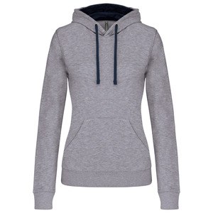 Kariban K465 - Ladies’ contrast hooded sweatshirt Oxford Grey / Navy