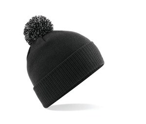 Beechfield BF450 - Beanie with Pompom Black/Graphite Grey