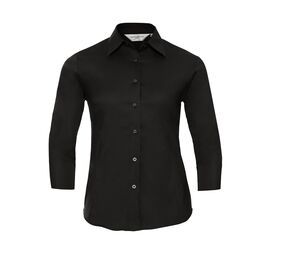 Russell Collection JZ46F - 3/4 Sleeve Fitted Shirt Black