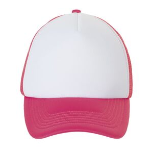 SOL'S 01668 - Bubble Five Panel Mesh Cap White/Neon Coral