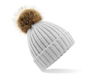 Beechfield BF412 - Big mesh Pop Pom beanie Light Grey