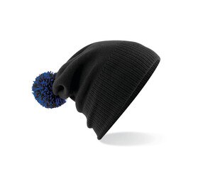 Beechfield BF450 - Beanie with Pompom Black / Bright Royal