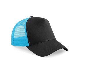 Beechfield BF640 - Half Mesh Trucker Black/ Surf Blue