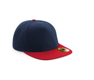 Beechfield BF660 - Snapback Flat Visor Cap French Navy / Classic Red