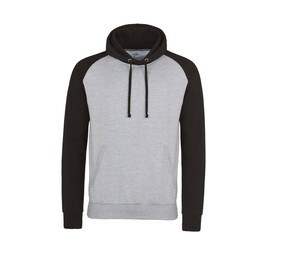 AWDIS JUST HOODS JH009 - Baseball Sweatshirt Heather Grey/ Jet Black