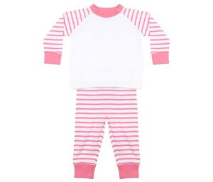 Larkwood LW072 - Striped Children'S Pyjamas Pink Stripe / White