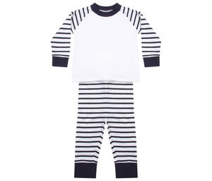 Larkwood LW072 - Striped Children'S Pyjamas Navy Stripe / White