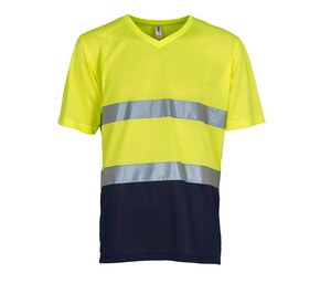 Yoko YK910 - V-neck high-visibility T-shirt Hi Vis Yellow/Navy