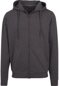 Build Your Brand BY082 - Zipped hooded terry sweatshirt Charcoal
