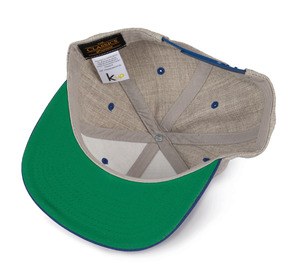 K-up KP910 - Flat peak cap - 6 panels Heather Grey/Royal Blue