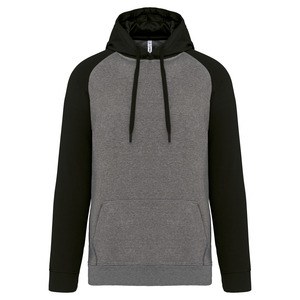 Proact PA369 - Adult two-tone hooded sweatshirt Grey Heather/ Black