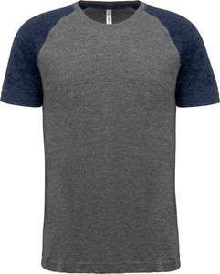 Proact PA4010 - Adult Triblend two-tone sports short sleeve t-shirt Grey Heather / Sporty Navy Heather