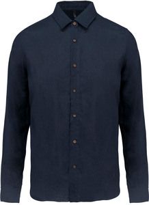 Kariban K588 - Men's long-sleeved linen and cotton shirt Navy