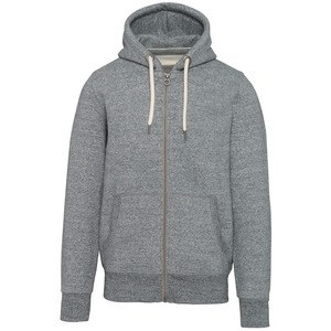 Kariban KV2306 - Men's vintage zipped hooded sweatshirt Slub Grey Heather