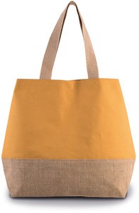 Kimood KI0235 - Cotton canvas & jute shopping bag Cumin Yellow / Natural