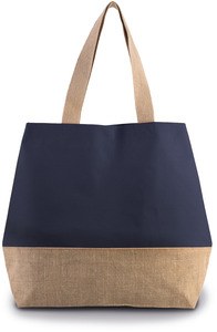 Kimood KI0235 - Cotton canvas & jute shopping bag Patriot Blue / Natural