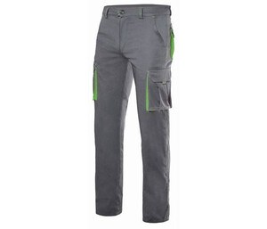 VELILLA V3024S - Two-tone multi-pocket stretch trousers Grey/Lime