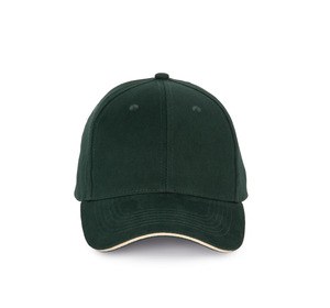 K-up KP185 - Cap with contrasting sandwich visor - 6 panels Forest Green / Beige