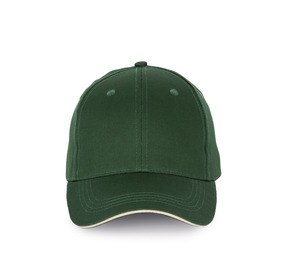 K-up KP191 - Cap with contrasting sandwich visor - 6 panels Forest Green / Beige