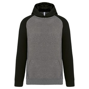 PROACT PA370 - Kids' two-tone hooded sweatshirt Grey Heather/ Black