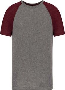 Proact PA4010 - Adult Triblend two-tone sports short sleeve t-shirt Grey Heather / Wine Heather