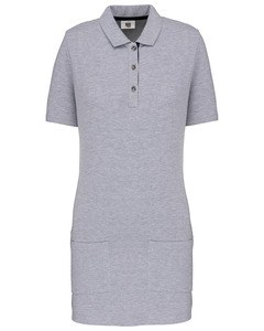WK. Designed To Work WK209 - Ladies’ short-sleeved longline polo shirt Oxford Grey / Navy