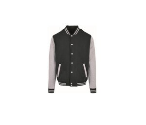 Build Your Brand BYB004 - baseball jacket Black / Heather Grey