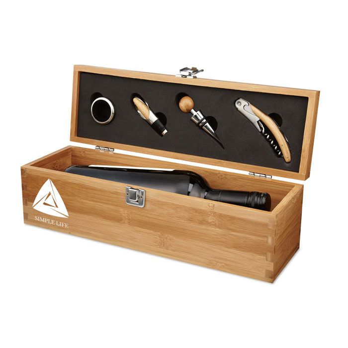 GiftRetail MO8293 - TARDOR Wine set in bamboo box