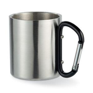 GiftRetail MO8313 - Stainless steel mug with carabiner handle.