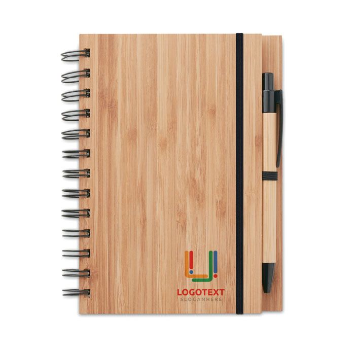 GiftRetail MO9435 - BAMBLOC Bamboo notebook with pen lined