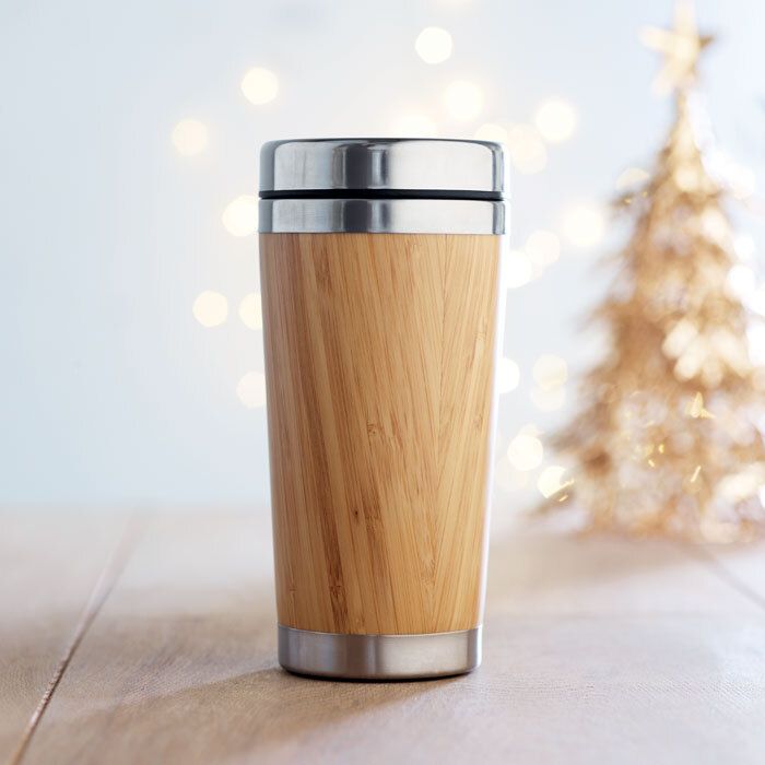 GiftRetail MO9444 - RODEODRIVE+ Double wall bamboo flask 400ml