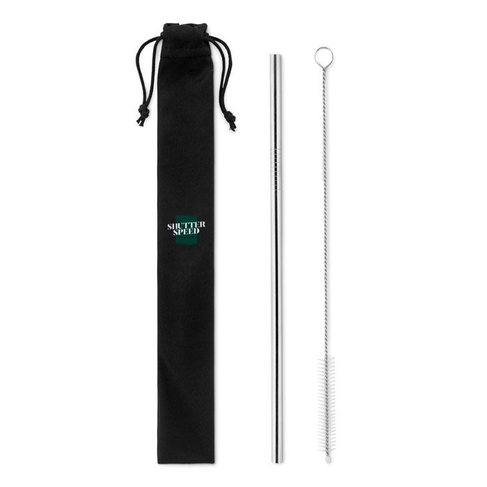 GiftRetail MO9602 - COLD STRAW SS straw and brush in pouch
