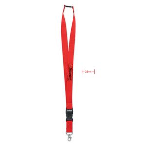 GiftRetail MO9661 - WIDE LANY Lanyard with metal hook 25mm Red