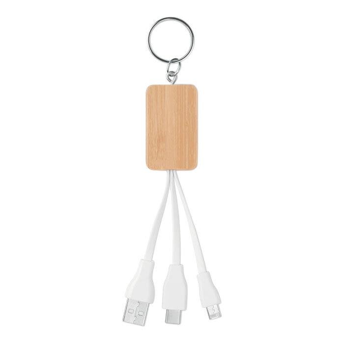 GiftRetail MO9888 - CLAUER Bamboo 3-in-1 cable