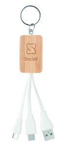 GiftRetail MO9888 - CLAUER Bamboo 3-in-1 cable Wood