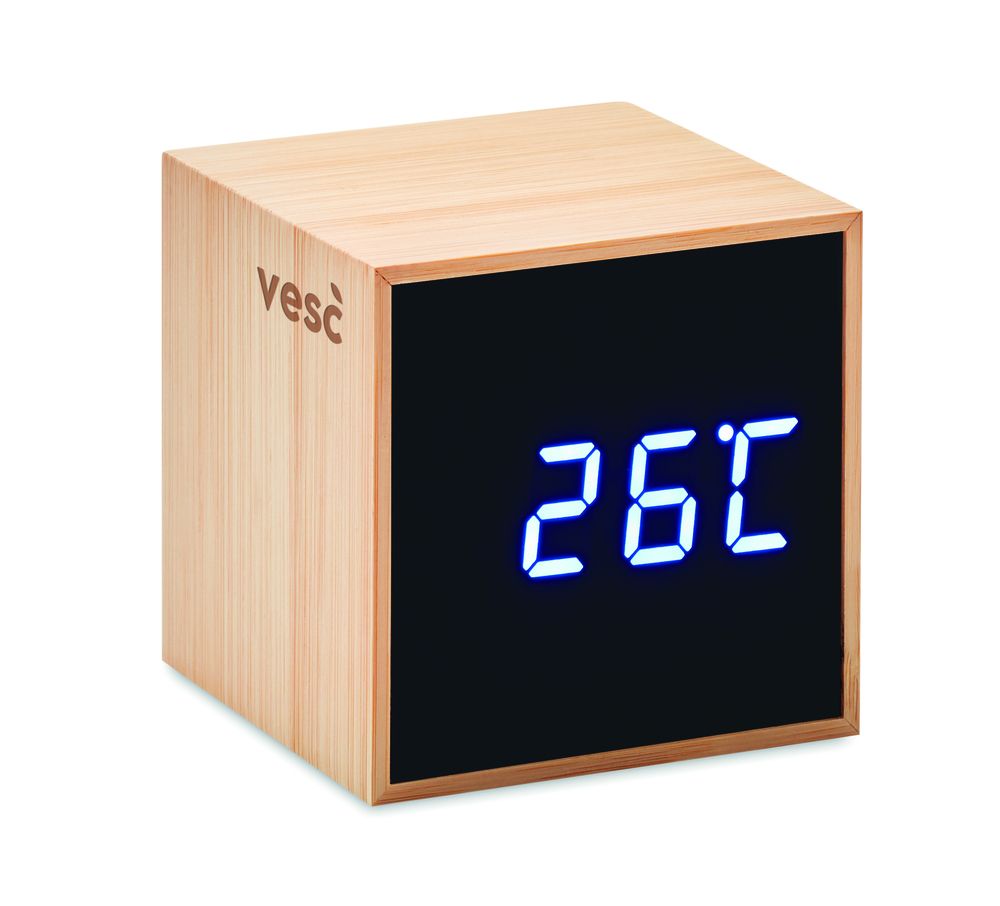 GiftRetail MO9922 - LED alarm clock with bamboo casing