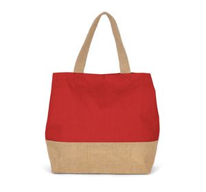 Kimood KI0235 - Cotton canvas & jute shopping bag Arandano Red / Natural