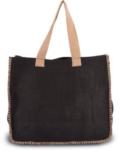 Kimood KI0248 - JUTE BAG WITH CONTRAST STITCHING Black/ Natural