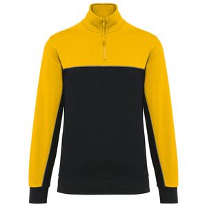 WK. Designed To Work WK404 - Unisex zipped neck eco-friendly sweatshirt Black / Yellow