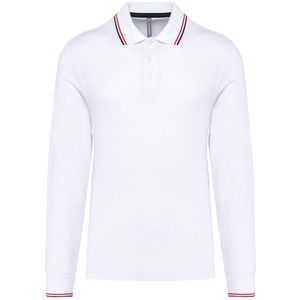 Kariban K280 - Men’s long-sleeved piqué knit polo shirt White / Navy / Red
