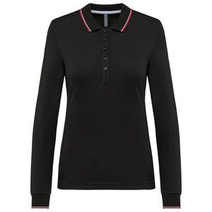 Kariban K281 - Women’s long-sleeved piqué knit polo shirt Black / Red / White