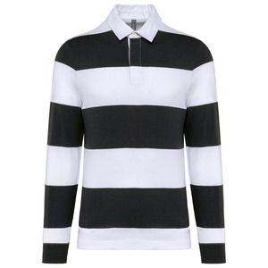 Kariban K285 - Unisex long-sleeved striped polo shirt Black / White Stripes
