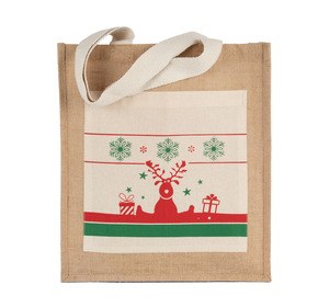 Kimood KI0732 - Shopping bag with Christmas patterns Natural