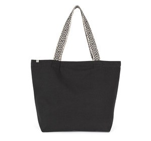 Kimood KINS118 - Large recycled flat bottom shopping bag Black Night / Ethnic Black